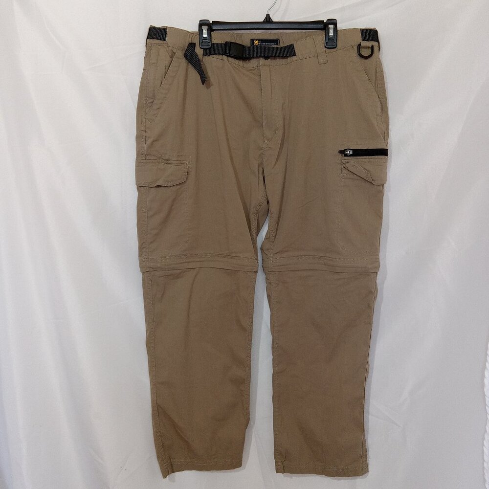 B.C. Clothing Convertible Cargo Pants Mens XXL Khaki Zip Off Hiking Tactical